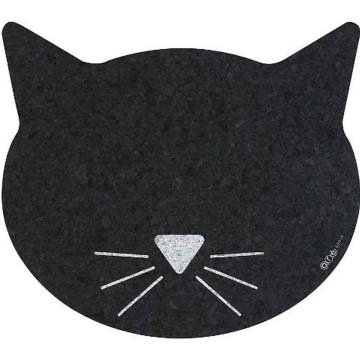 ORE Pet Black Cat Face Recycled Rubber Cat Mat For Food