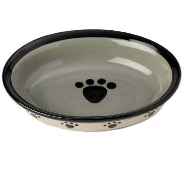 PetRageous 44247 Oval Metro Paws Stoneware water Bowl for cat