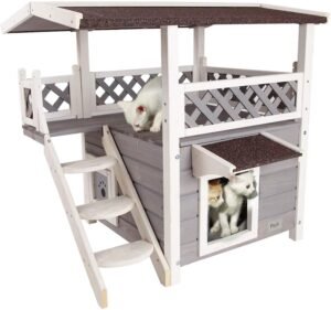 Petsfit 2-Story Weatherproof Outdoor House For Cats with Stairs