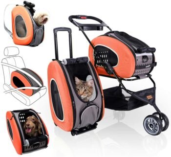 ibiyaya 5-in-1 Pet Carrier with Backpack, An Best Cat Stroller for Walks