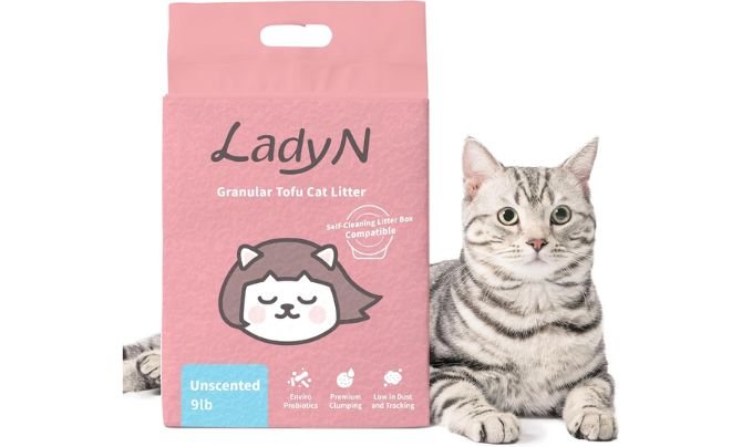 Lady N Granular Tofu Cat Litter Mini-Pellet Compatible with Automatic Self Cleaning Cat Litter Box